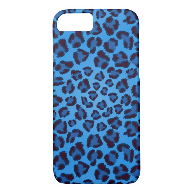 blaues Leopardbeschaffenheitsmuster Case-Mate iPhone Hülle (Rückseite)