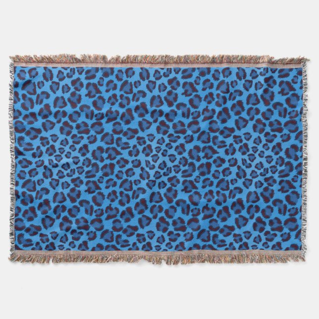 blaues Leopardbeschaffenheitsmuster Decke (Vorderseite)