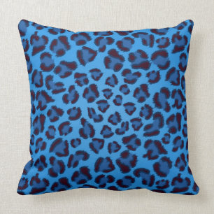 blaues Leopardbeschaffenheitsmuster Kissen