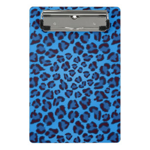 blaues Leopardbeschaffenheitsmuster Mini Klemmbrett