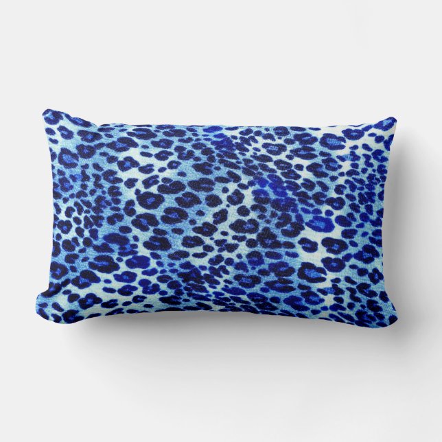 Blaues Leoparddruckkissen Lendenkissen (Vorderseite)