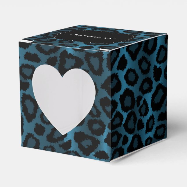 Blaues Leopardenmuster Geschenkschachtel (Vorderseite)