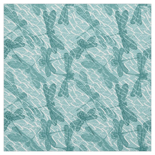 Blaues Libellen-Muster Stoff (Muster)