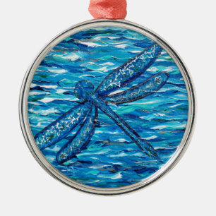 Blaues Libellenbild Ornament Aus Metall
