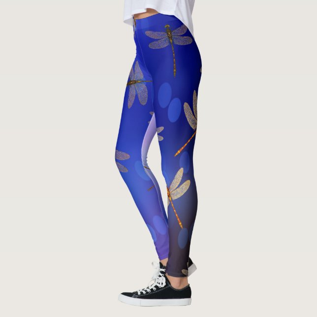 Blaues Libellenmuster Leggings (Links)