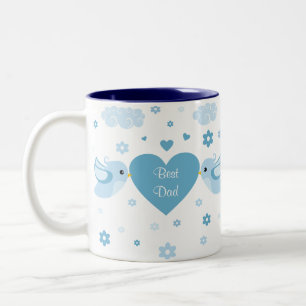 Blaues Liebe-Vogel-Herz-Baby Zweifarbige Tasse