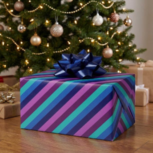 Blaues Lila Aquamarines Streifenpapier Geschenkpapier