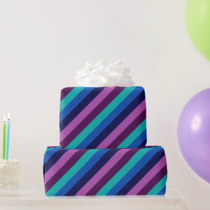 Blaues Lila Aquamarines Streifenpapier Geschenkpapier