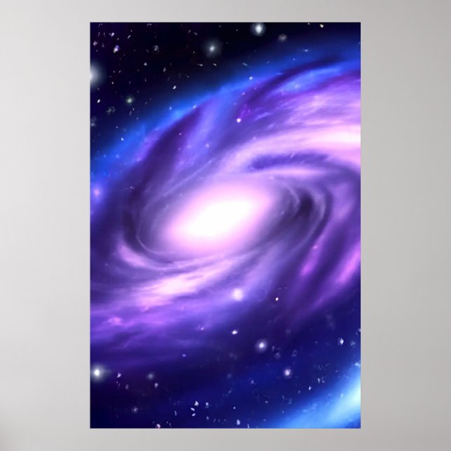 Blaues Lila Galaxy Acrylic Paint Style Poster (Vorne)