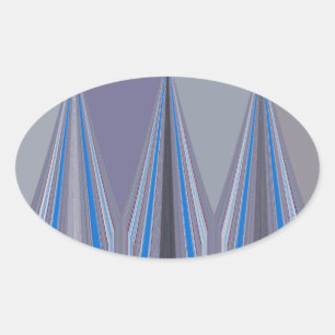 Blaues, lila, graues Chevron-Kunstposter Ovaler Aufkleber