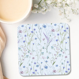 Blaues Lila Hübsches Wildblume Blumenmuster Getränkeuntersetzer
