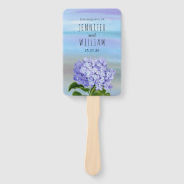 Blaues, lila Hydrangea-Blume-Hochzeitsprogramm Fächer