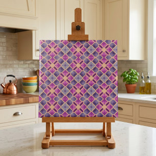 Blaues Lila Lavendelmosaikmuster Fliese