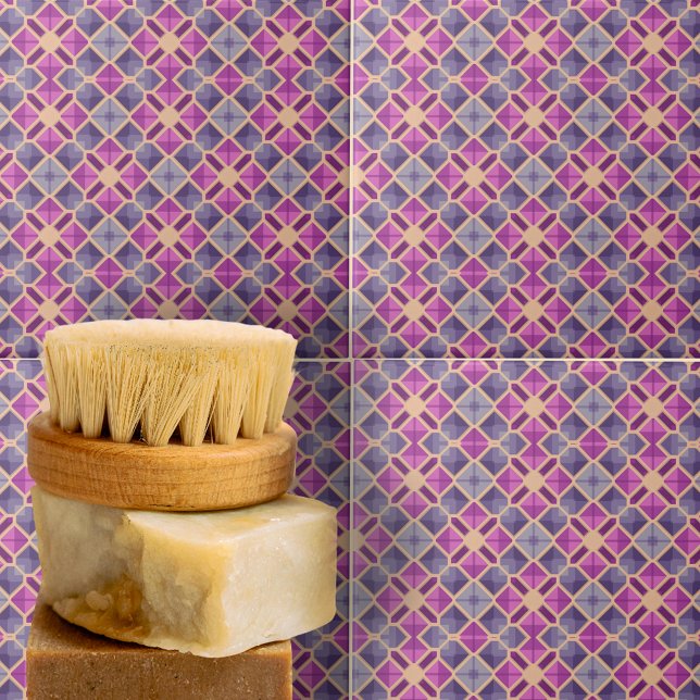 Blaues Lila Lavendelmosaikmuster Fliese (Von Creator hochgeladen)