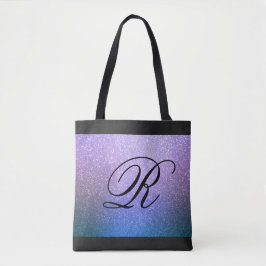 Blaues Lila Ombre-Glitzer-Design mit Monogram Tasche