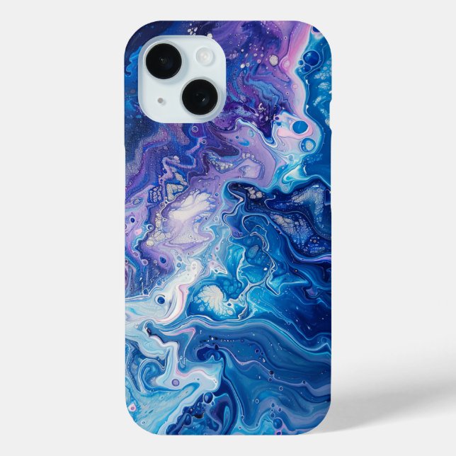 Blaues Lila Paint Pour Abstrakt Liquid Ästhetik Case-Mate iPhone Hülle (Rückseite)