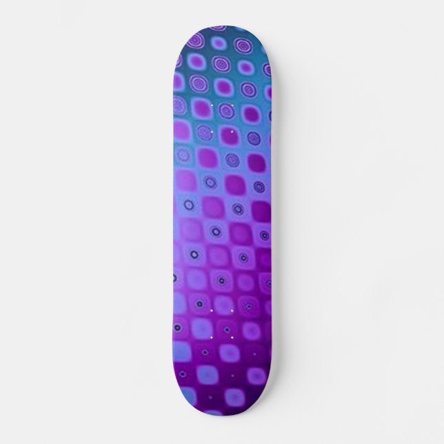 Blaues Lila Retro-Musterskateboard Skateboard (Vorderseite)