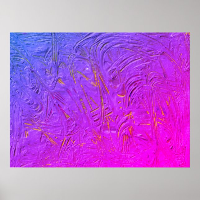 Blaues Lila Rosa Gelb Moderne Moderne Abstrakt Poster (Vorne)