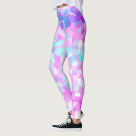 Blaues lila rosa grünes Pastellmosaik Abstrakt Leggings