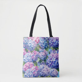 Blaues Lila rosa Hydrangea-Muster Tasche