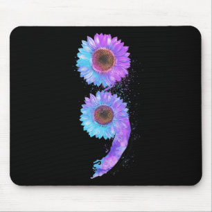 Blaues Lila Semicolon Sonnenblumen Suizidpräventio Mousepad