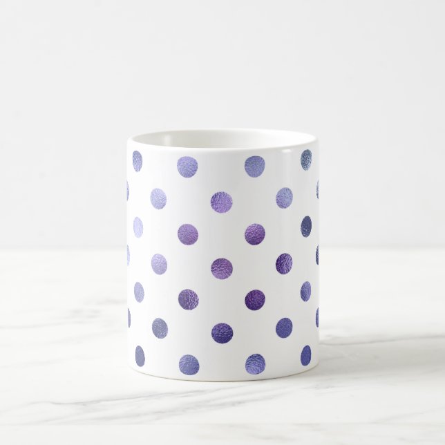 Blaues Lila Violett Metallische Imitat Foil Polka  Kaffeetasse (Mittel)