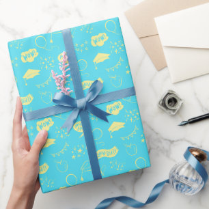 Blaues Limones Abschluss-Handgezeichnetes Scribble Geschenkpapier