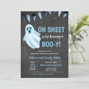 Blaues Little Boo Baby Shower Einladung