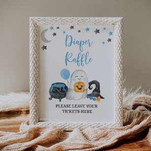 Blaues Little Boo Halloween-Windel-Raffle-Schild Poster