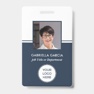 Blaues Logo Firmen QR-Code Foto ID-Abzeichen Ausweis