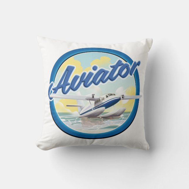 Blaues Logo für Aviator-Flugzeug Kissen (Vorderseite)