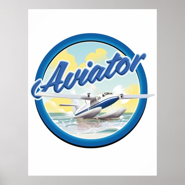 Blaues Logo für Aviator-Flugzeug Poster (Vorne)