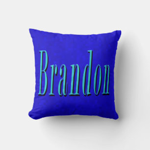 Blaues Logo für das Brandon auf blauem Mosaik Kissen