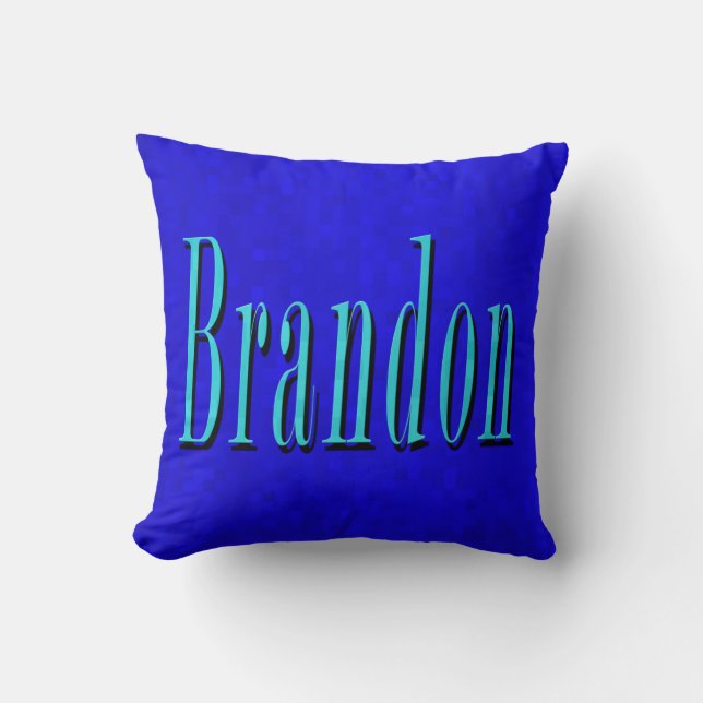 Blaues Logo für das Brandon auf blauem Mosaik Kissen (Vorderseite)
