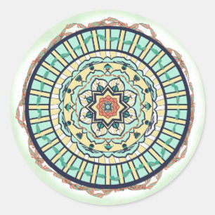 Blaues Lotus-Band-Mandala-Aufkleber Runder Aufkleber