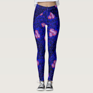 Blaues Luminous-Netz mit Blume 01 Black BG Leggings