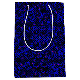 Blaues Luminous-Netz mit Blume 02b Black BG Mittlere Geschenktüte