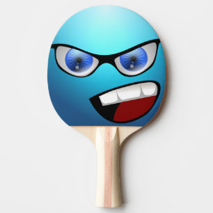 Blaues lustiges Gesichts-Tischtennis-Paddel Tischtennis Schläger