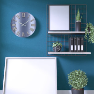 Blaues Lux-graues Metallgraue silberne römische Große Wanduhr