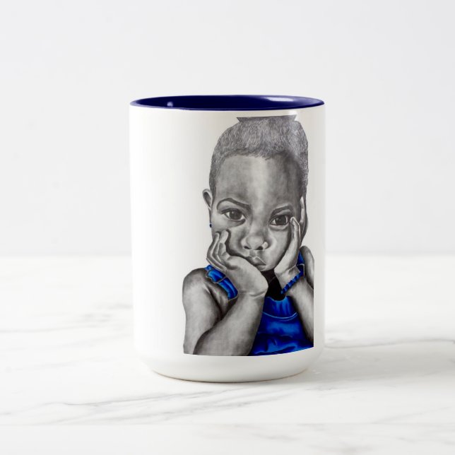 Blaues Mädchen 2 - Tasse (Mittel)
