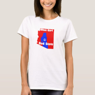Blaues Mädchen in einem roten Staat - Arizona T-Shirt