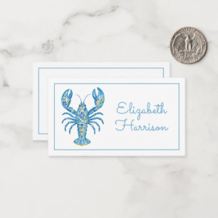 Blaues Mädchenhaftes Florales Hummer Personalisier Mitteilungskarte