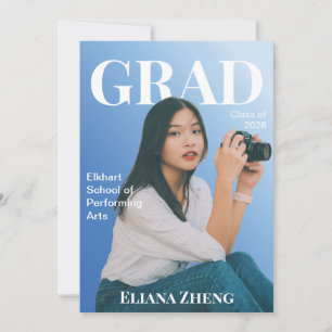 Blaues Magazin Abitur-Ankündigungs-Karte Einladung