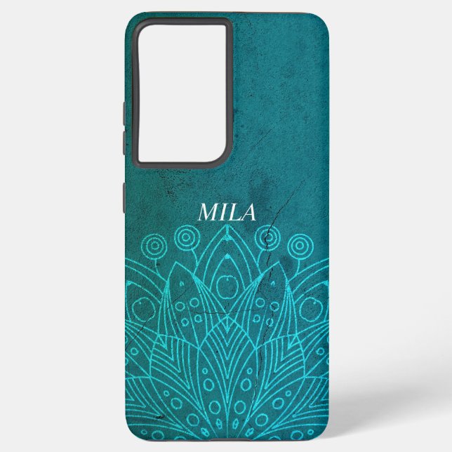 Blaues Mandala-Design Samsung Galaxy Hülle (Rückseite)