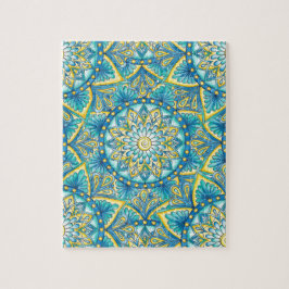 Blaues Mandala Gelbes Türkismuster