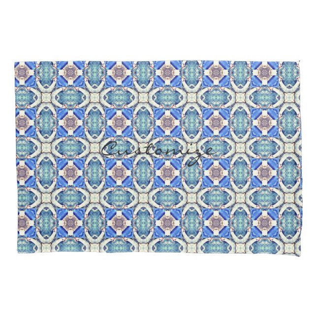 Blaues Mandala-Herz-Muster Kissenbezug (Vorderseite)