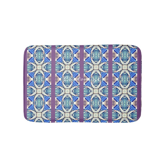 Blaues Mandala-Herz Muster Thunder_Cove Badematte (Vorderseite)