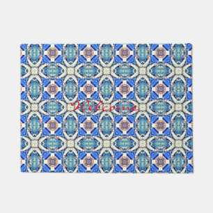 Blaues Mandala-Herz Muster Thunder_Cove Fußmatte