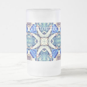 Blaues Mandala-Herz Muster Thunder_Cove Mattglas Bierglas