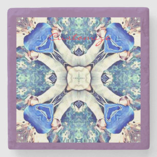 Blaues Mandala-Herz Muster Thunder_Cove Steinuntersetzer